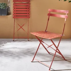 Set 2 sedie da giardino bistrot pieghevole in metallo