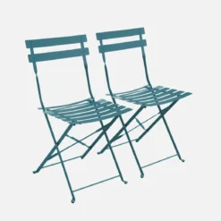 Set 2 sedie da giardino bistrot pieghevole in metallo