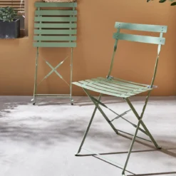 Set 2 sedie da giardino bistrot pieghevole in metallo