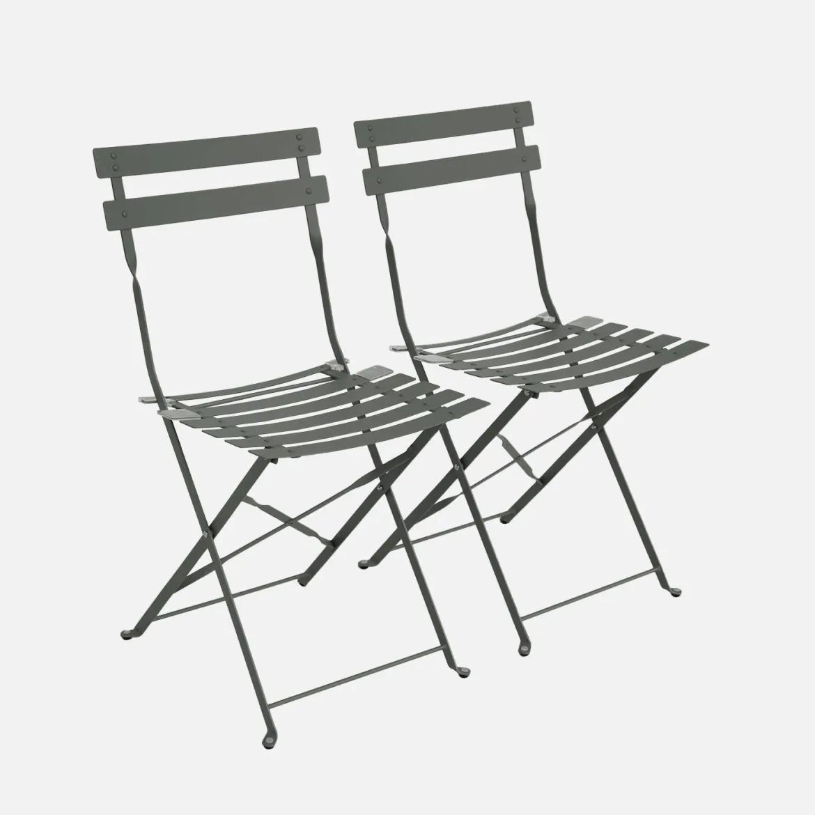 Set 2 sedie da giardino bistrot pieghevole in metallo