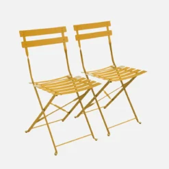 Set 2 sedie da giardino bistrot pieghevole in metallo