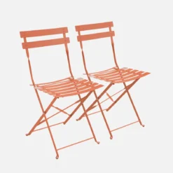 Set 2 sedie da giardino bistrot pieghevole in metallo