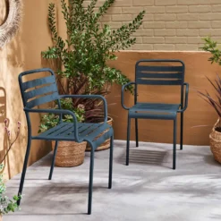 Set 2 sedie da giardino bistrot in acciaio