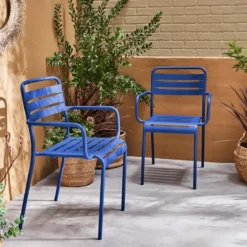 Set 2 sedie da giardino bistrot in acciaio