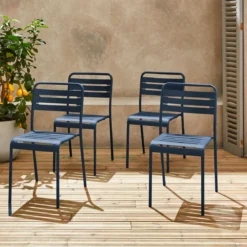 Set 4 sedie da giardino bistrot in acciaio