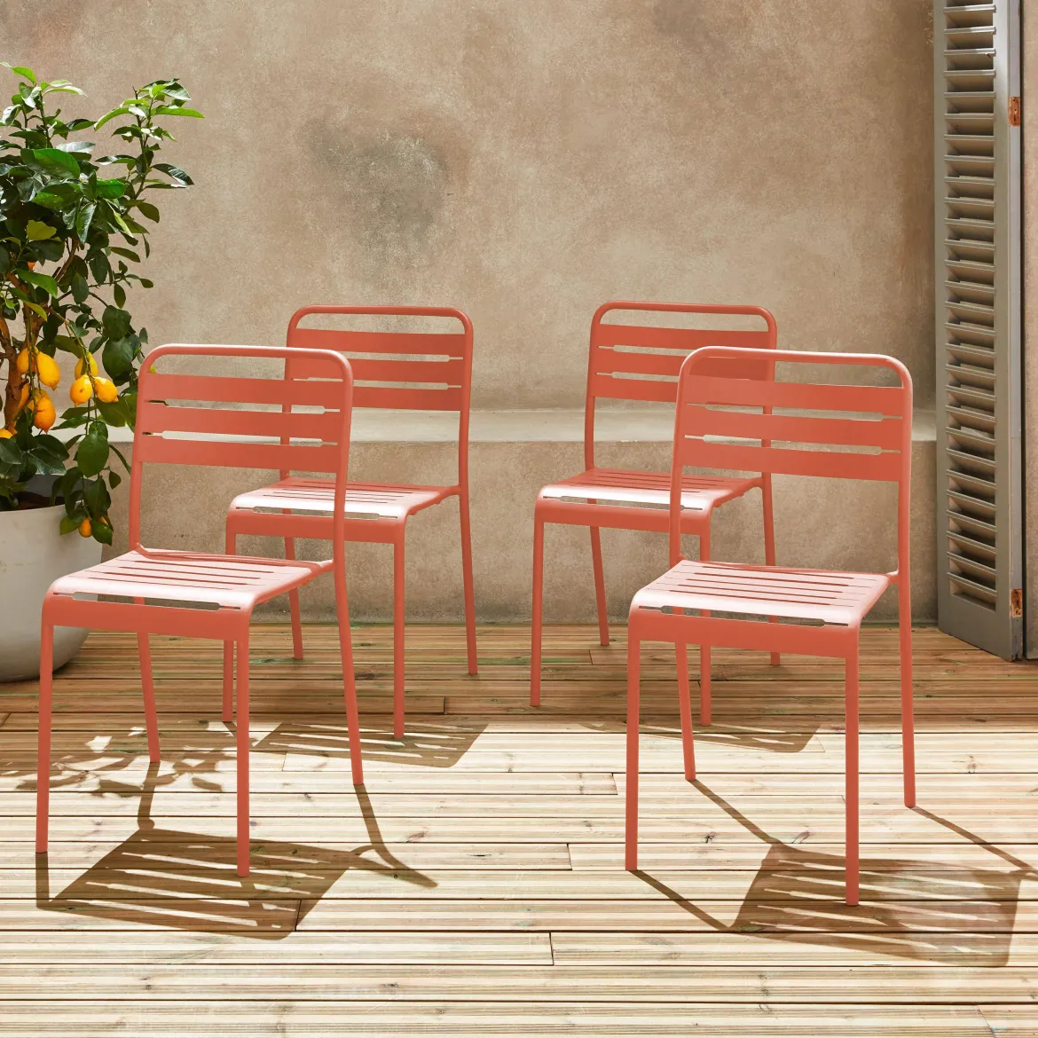 Set 4 sedie da giardino bistrot in acciaio