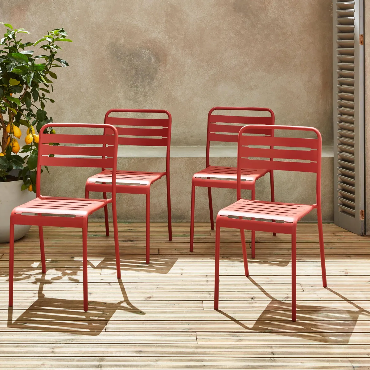 sweeek Set 4 sedie da giardino bistrot in acciaio