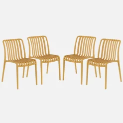 Set 4 sedie da giardino impilabili in plastica