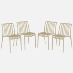 Set 4 sedie da giardino impilabili in plastica