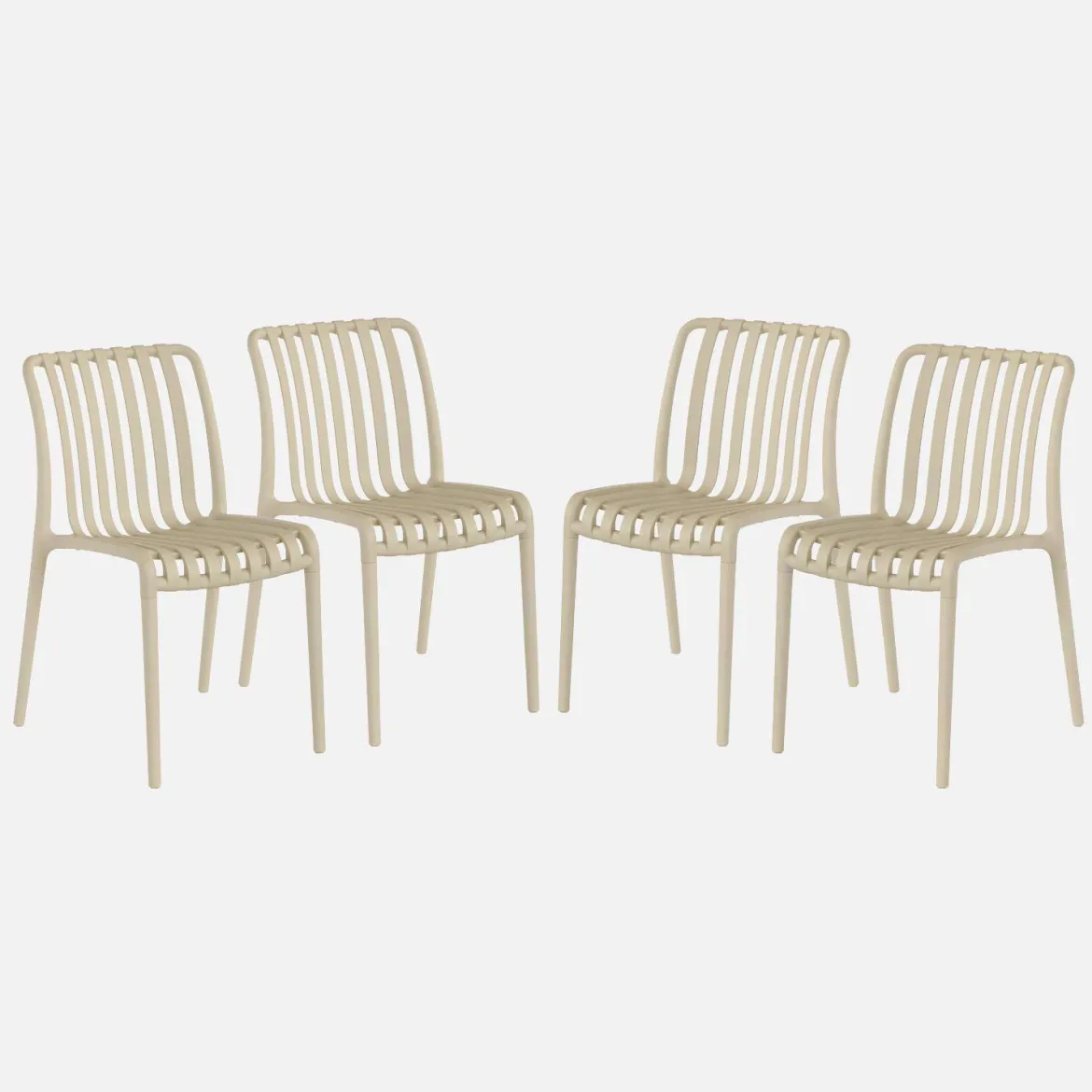 Set 4 sedie da giardino impilabili in plastica