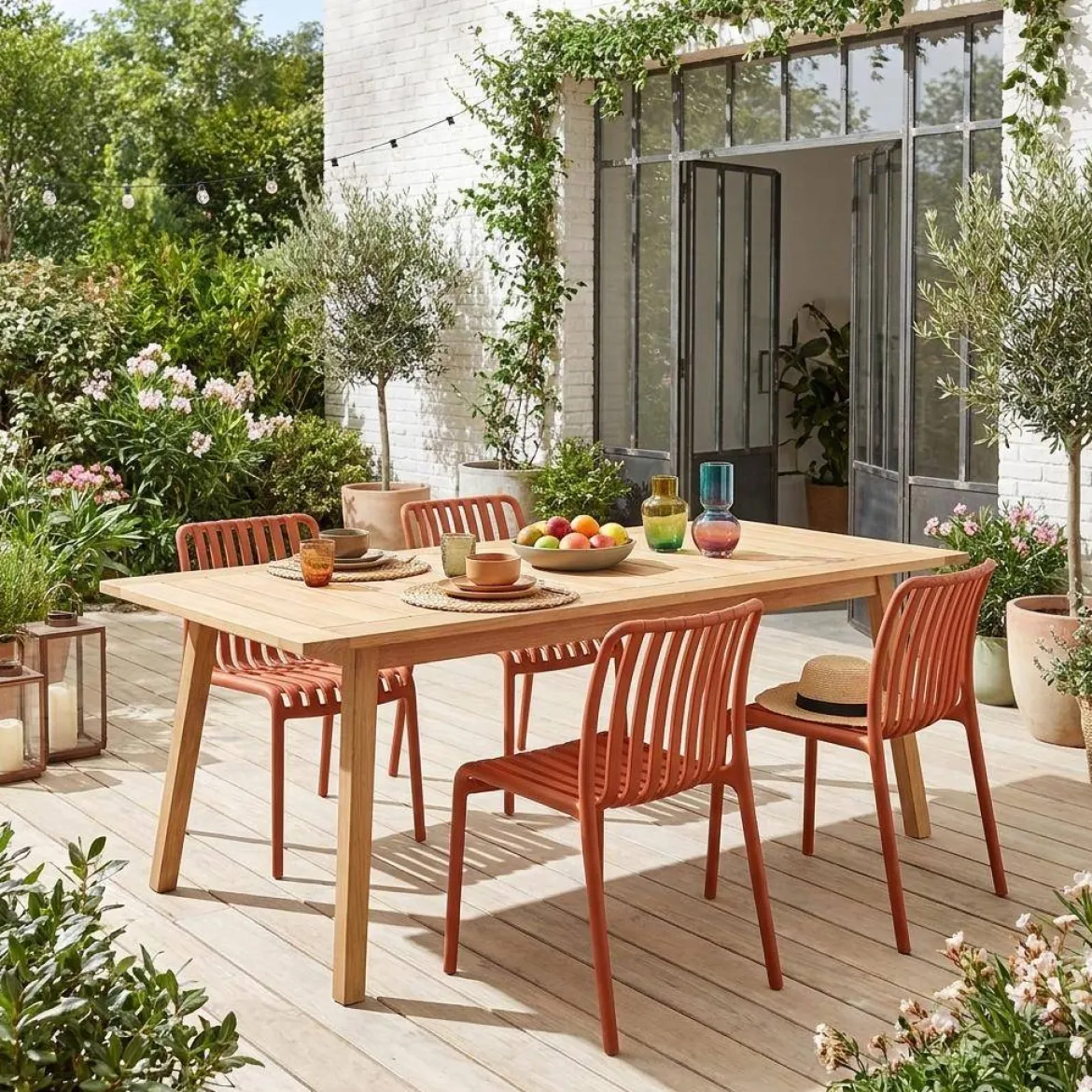 Set 4 sedie da giardino impilabili in plastica