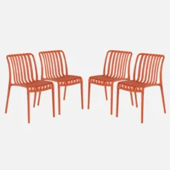 Set 4 sedie da giardino impilabili in plastica
