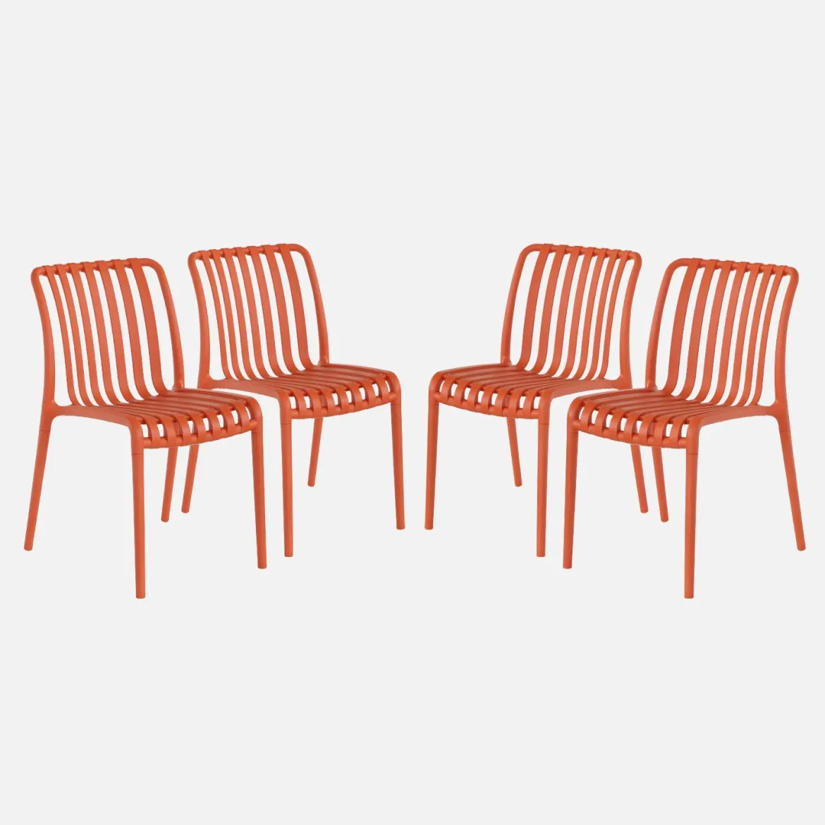 Set 4 sedie da giardino impilabili in plastica