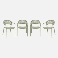Set 4 sedie da giardino impilabili con effetto corda