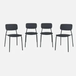 Set 4 sedie da giardino impilabili in acciaio e plastica