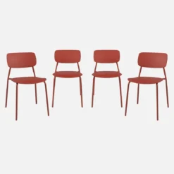 Set 4 sedie da giardino impilabili in acciaio e plastica
