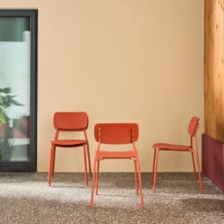 Set 4 sedie da giardino impilabili in acciaio e plastica