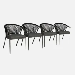 Set 4 sedie da giardino impilabili in acciaio e corde