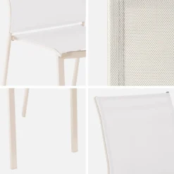 Set 4 sedie da giardino impilabili in alluminio e textilene