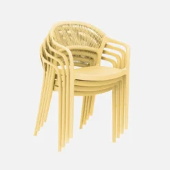 sweeek Set 4 sedie da giardino impilabili con effetto corda