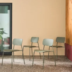 sweeek Set 4 sedie da giardino impilabili in acciaio e plastica