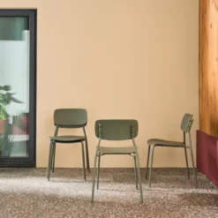 sweeek Set 4 sedie da giardino impilabili in acciaio e plastica