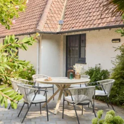 sweeek Set 4 sedie da giardino impilabili in acciaio e corde