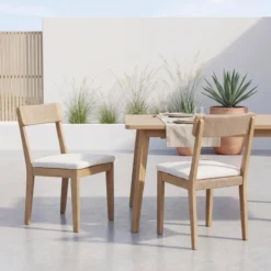 sweeek Set 2 sedie da giardino in acacia e corda