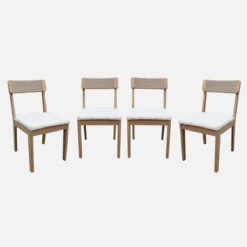 sweeek Set 4 sedie da giardino in acacia e corda