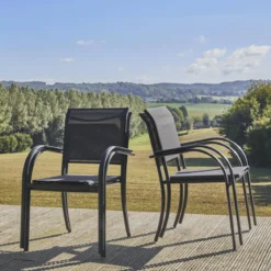 Set 4 sedie da giardino in alluminio e textilene