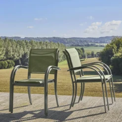 Set 4 sedie da giardino in alluminio e textilene