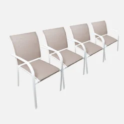 sweeek Set 4 sedie da giardino in alluminio e textilene