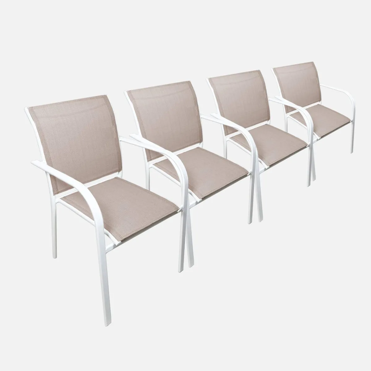 sweeek Set 4 sedie da giardino in alluminio e textilene
