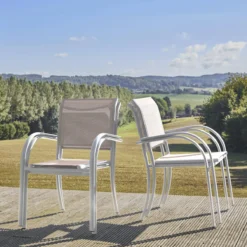 sweeek Set 4 sedie da giardino in alluminio e textilene