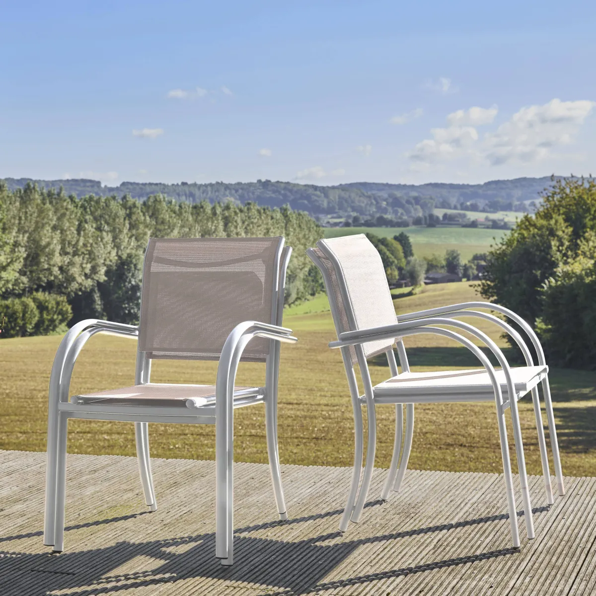 sweeek Set 4 sedie da giardino in alluminio e textilene