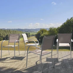 sweeek Set 4 sedie da giardino in alluminio e textilene