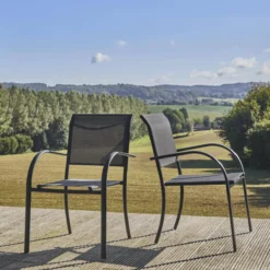 sweeek Set 2 sedie da giardino in alluminio e textilene