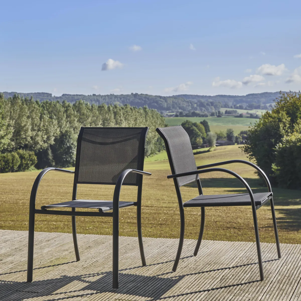 sweeek Set 2 sedie da giardino in alluminio e textilene