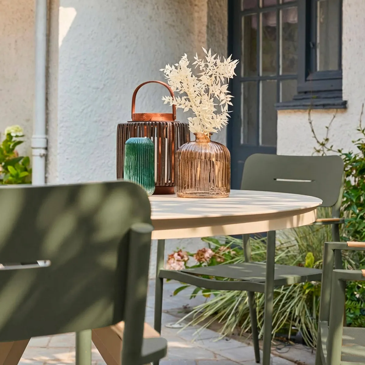 sweeek Set 4 sedie da giardino in alluminio e textilene