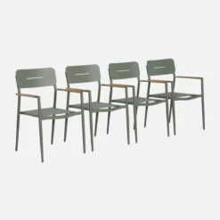 sweeek Set 4 sedie da giardino in alluminio e textilene