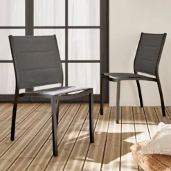 sweeek Set 2 sedie da giardino moderne in alluminio e textilene