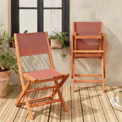 Set 2 sedie da giardino pieghevoli in legno