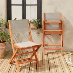 Set 2 sedie da giardino pieghevoli in legno