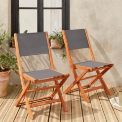 sweeek Set 2 sedie da giardino pieghevoli in legno