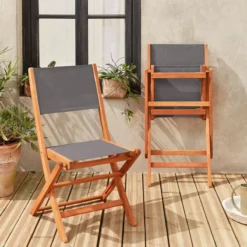 sweeek Set 2 sedie da giardino pieghevoli in legno