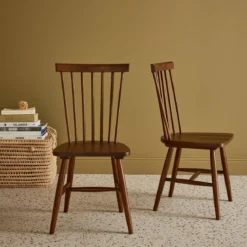 Set 2 sedie da pranzo in legno, impilabili stile vintage