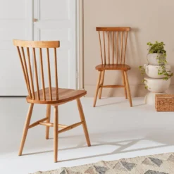 Set 2 sedie da pranzo in legno, impilabili stile vintage
