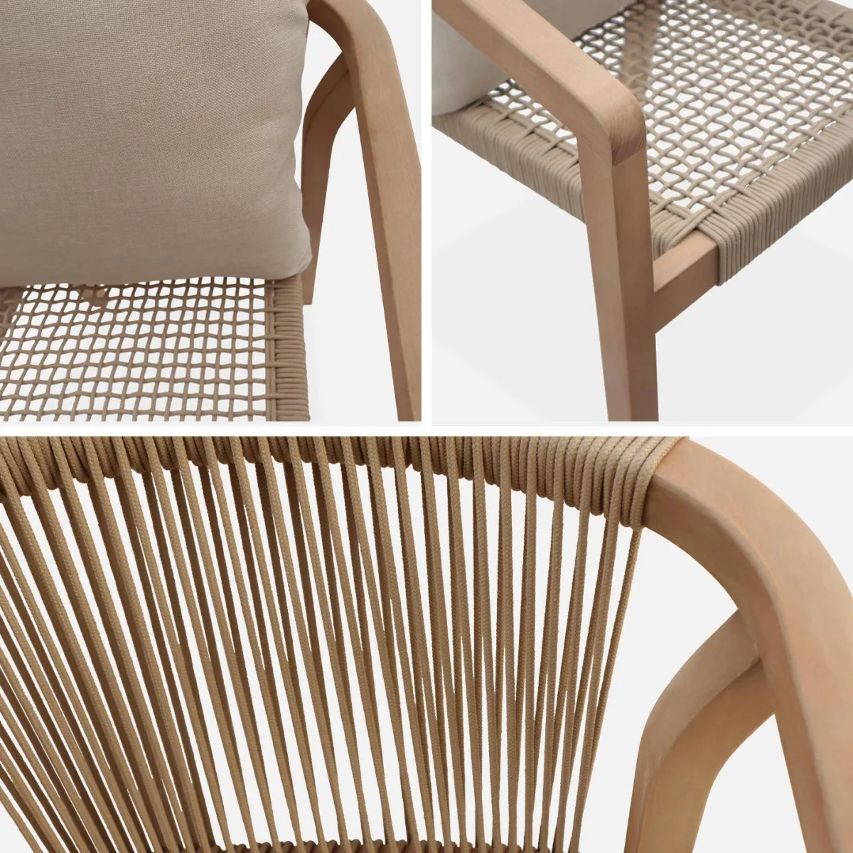 sweeek Set 2 sedie impilabili in legno e corda