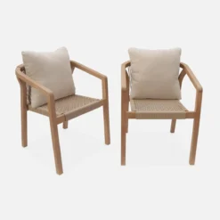 sweeek Set 2 sedie impilabili in legno e corda