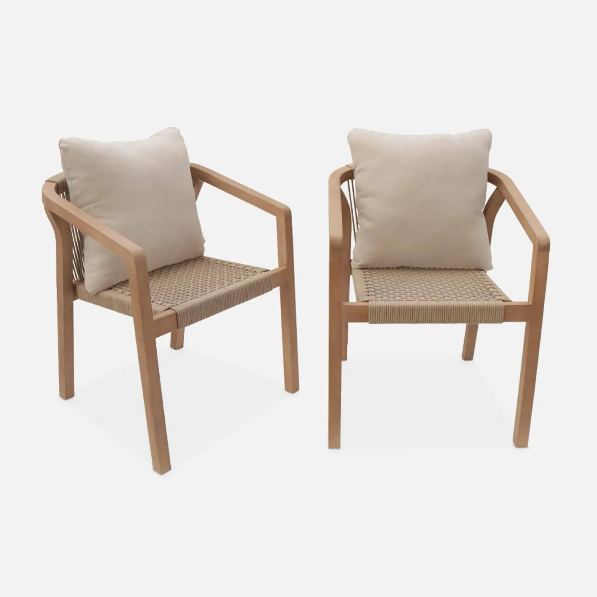 sweeek Set 2 sedie impilabili in legno e corda